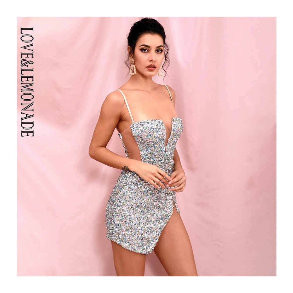 Love and Lemonade sequined cut out dress